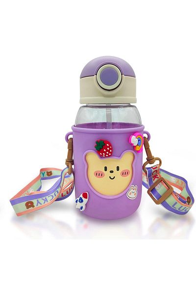 Generic YRQX Kawaii Water Bottle for Girls, Cute Water Bottles with Straw, Leakproof Water Bottle, with Adj