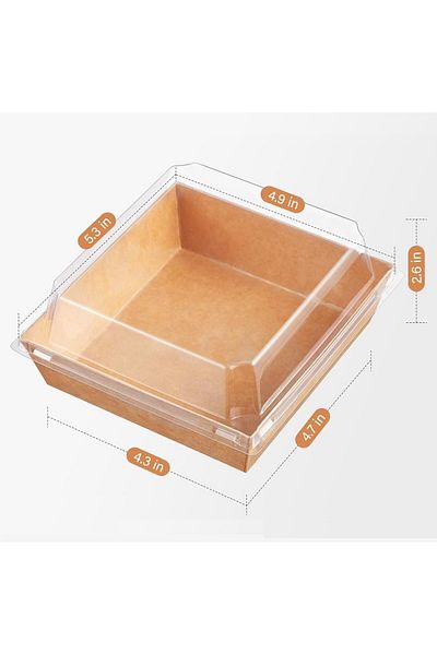 Generic melala 30 Pack Paper Charcuterie Boxes with Clear Lids, 5.3 Inches Disposable Individual Food Conta