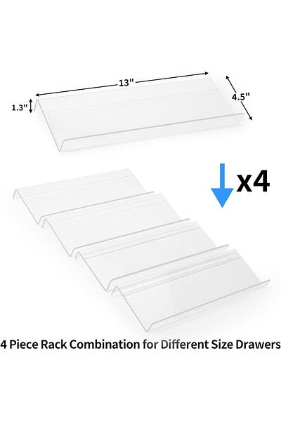 Generic Durku Clear Acrylic Spice Drawer Organizer, 4 Tier- 2 Set Expandable From 13" to 26" Seasoning Jars