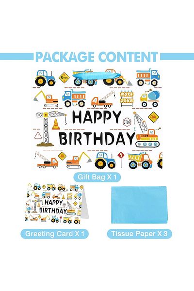 Generic 13" Large Happy Birthday Gift Bag, For Baby Boy Kids with Tissue Paper and Card, or Any Occasion (C
