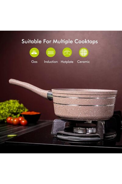 ROYALFORD 18 cm Granite-Coated Cooking Pot - Beige