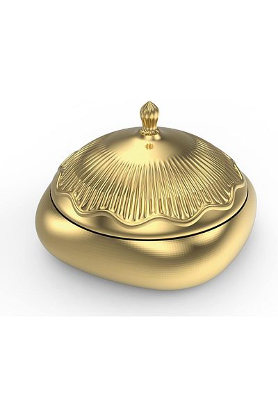 Generic Al Saif hadiir Serving Tray with Lid, Colour :Gold