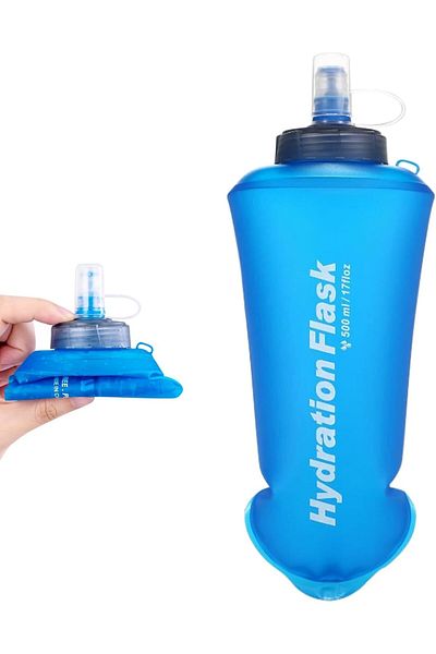 Generic Wisfunlly 500ML Tpu Soft Folding Water Bottles, BPA-Free Collapsible Soft Flask For Hydration Pack