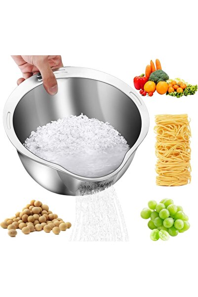 Arabest مصفاة لغسل الأرز، مزودة بمصفاة جانبية لغسل الفواكه والخضراوات والبقوليات