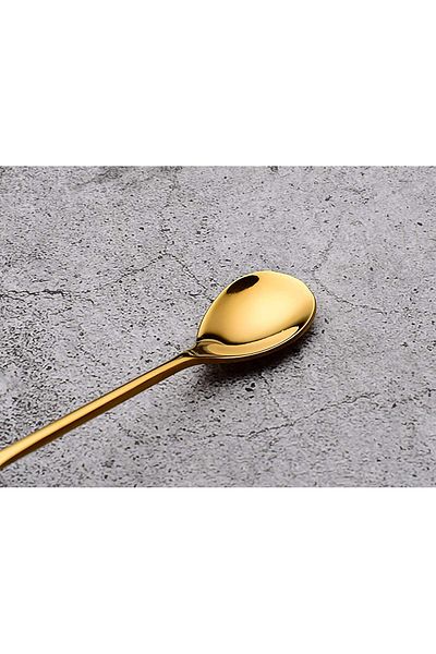 Generic Turbokey Gold Leaf Coffee Spoon Set of 6, Ice-Cream Tea Stirring Spoons 4.7 Inches Retro Dessert De