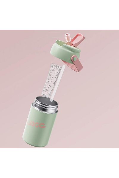 Generic Excefore Insulated Water Bottle with Straw, 18 oz Stainless Steel Travel Thermos, Tea Water Separat