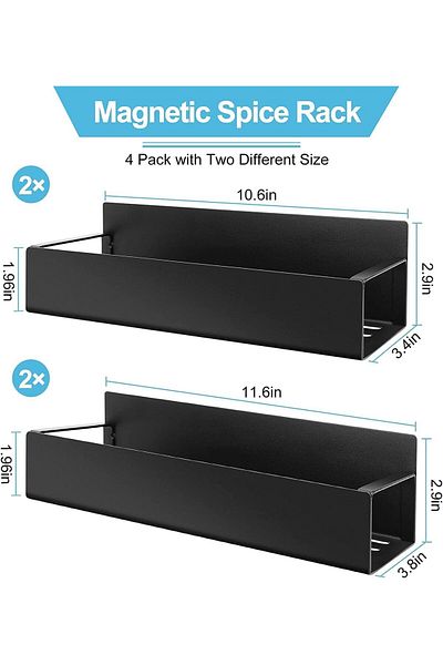 Generic 4 Pack Magnetic Spice Rack for Refrigerator, Magnetic Storage Fridge Spice Rack Shelf for Side Cabi
