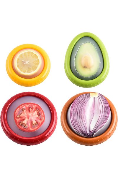 Generic Tazweeq 4pcs Silicone Fruit Storage Box, Reusable Refrigerator Containers, Airtight, Easy to Clean,