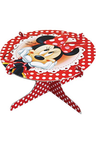AMSCAN Minnie Mouse Disney Character Design Cake Stand in Red, Round, Cardboard