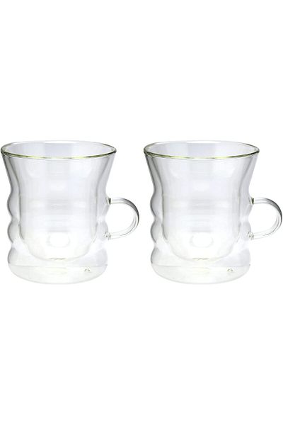 Generic Trust Pro 2 Peices Double Wall Glass Cup, 300 ml, Clear
