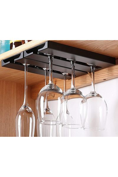 Generic MCHERRY 2 Pack Wine Glass Holder Under Shelf or Cabinet Punch-free Wine Glass Rack Plastic Stemware