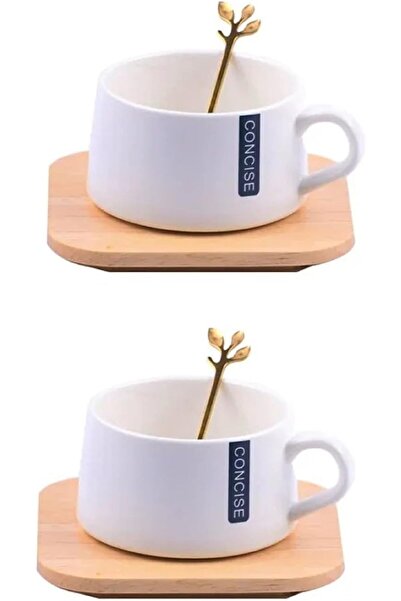 Generic طقم أكواب وصحن من هاي هومي، مكون من 6 قطع، مع طبق خشبي