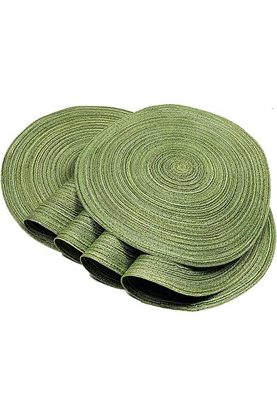 Generic KASTWAVE Set of 6 Round Cotton Placemats, 15 Inch Round Table Placemats Washable Heat Insulation Br
