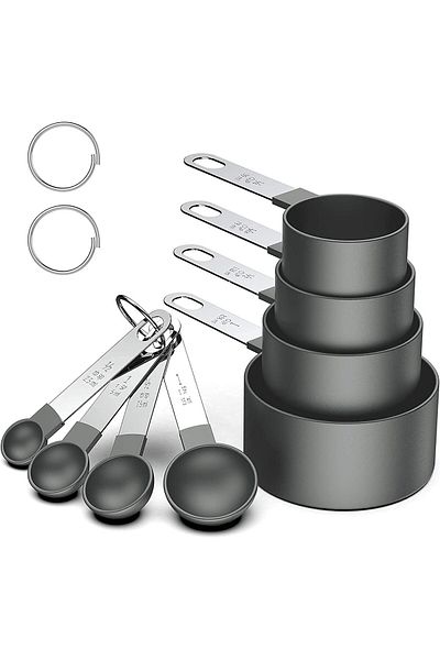 Generic TERRIFI Measuring Cups and Spoons Set, 8 Piece Stackable Stainless Steel Handle Accurate Tablespoon