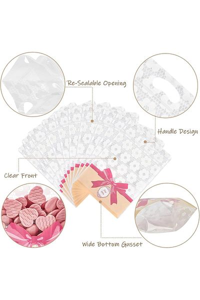 Generic Clear Snack Ziplock Bags, 50 Pack Resealable Plastic Bakery Packaging Window Airtight Candy Present
