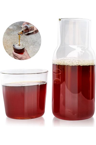 Generic MIBRU Juice and Cold Drink Glass Bottle With Cup 550ml Carafe and Glass Set Water Cup Coke Shape Wa