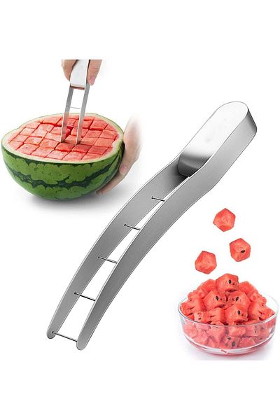 Generic KASTWAVE Stainless Steel Watermelon Slicer, Cube Cutter Corer Fruit Vegetable Tools, Quickly Safe C
