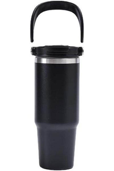 Generic RJFGIDEM 30oz Vacuum Straw Water Bottle with Lid, 850ML Double Different Lids Stainless Steel Trave