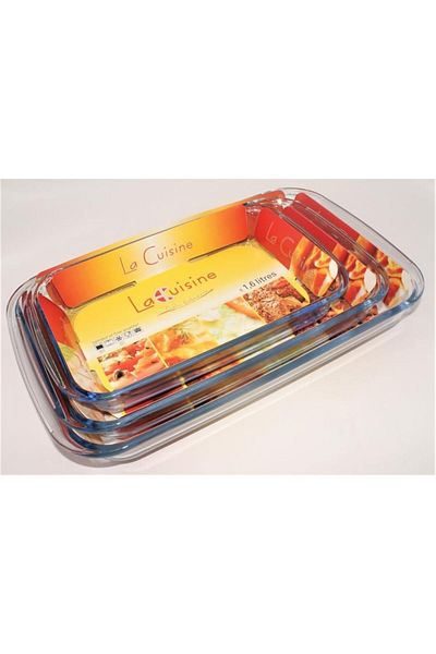 Generic Parfait 3-Piece Rectangular Borosilicate Glass Roaster Set Clear G-Mp0230-T3