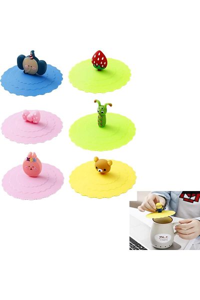 Generic KASTWAVE Silicone Cup Covers, 6Pcs Anti-Dust Colorful Drink Covers, Cute Animal Silicone Coffee Cup