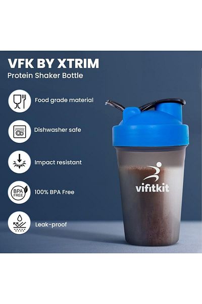 Generic Vifitkit Compact Shaker for Protein Shake for Gym, Men and Women Workout Sipper Bottle (500ml, Blue