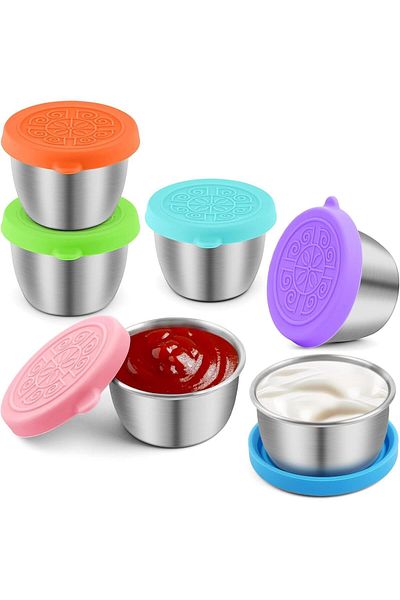 Generic X spring Condiment Containers with Lids, 6 Pack Salad Dressing Container To Go, 2.4oz Salad Dressin