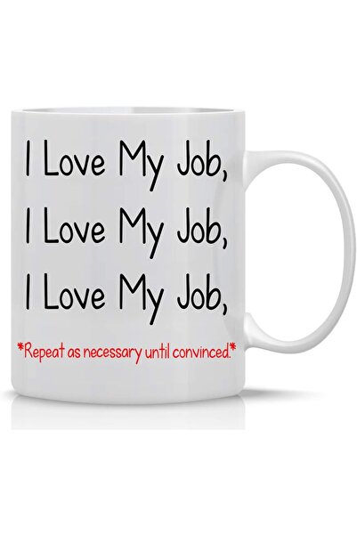 Be Care كوب قهوة مضحك مطبوع عبارة "أحب عملي"، 11 أونصة، عبارات ساخرة ملهمة، م...