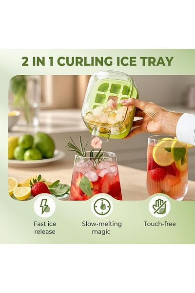 Generic Ice Cube Bottle, 2 in 1 Zero Touch Press Ice Cube Mold Water Bottle with Lid and Bin, Ice Bottle Cu