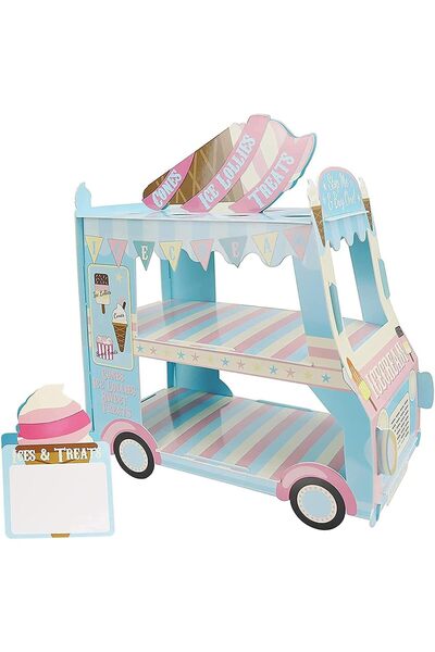 Arabest 3-Tier Ice Cream Van Cupcake Stand, Party Display Holder for Kids Bir...
