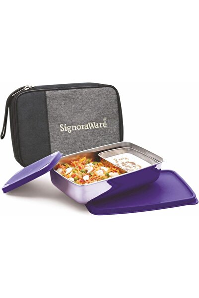 Generic Signoraware 150ml+850ml Stainless Steel Lunch Box with Bag (Violet)