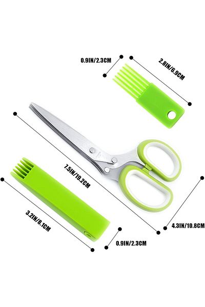 Generic Kitchen Herb Scissors,Multipurpose Food Scissors,5 Stainless Steel Blades and Safety Cover Kitchen