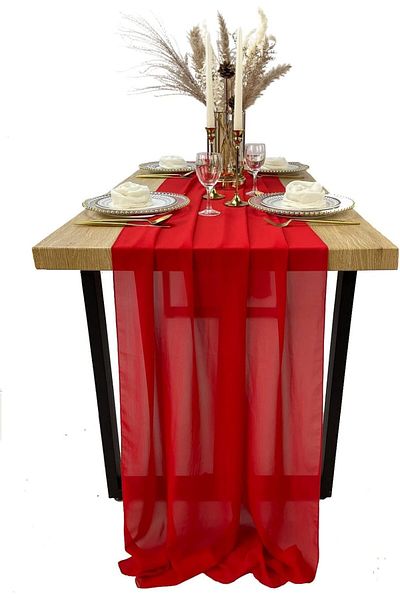 Generic Idrese Chiffon Table Runner 74*300CM, Romantic Sheer Fabric, for Wedding Decorations, Baby Shower,