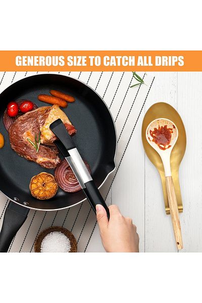 Generic GTVGJH 1 Pcs Stainless Steel Spoon Rest, Spatula Ladle Holder, Stainless Steel Utensil Spoon Rest H