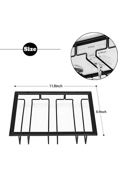 Generic Wine Glass Rack,Wine Glasses Storage Hanger Metal Organizer for Cabinet Kitchen Bar