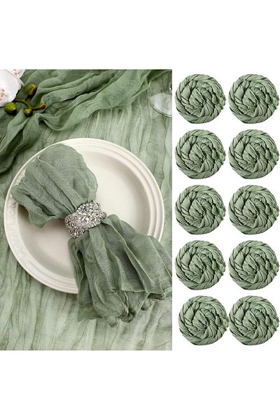 Generic BIGTHREE Cotton Linen Dinner Cloth, 8 Pcs 20×20 Inches Cheesecloth Gauze Napkin, Reusable Restauran