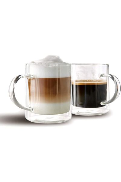 Generic Cuisine Art Double Walled Insulated Drinking Mug Set with Handle 2-Pieces, 350 ml Capacity