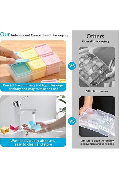 Generic Ice Cube Tray, Individual Ice Cube Trays For Freezer, Silicone Freezer Trays With Lid, Freezer Tray