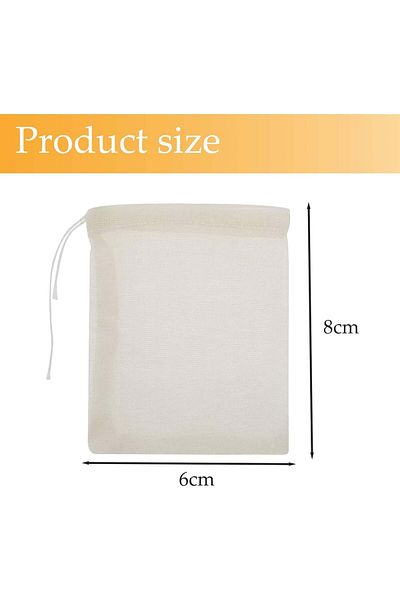 Generic JeiibrZui 50 Pcs Filter Bags, 6 * 8cm Pure Cotton Gauze Tea Bags, Muslin Bag with Drawstring, Reusa