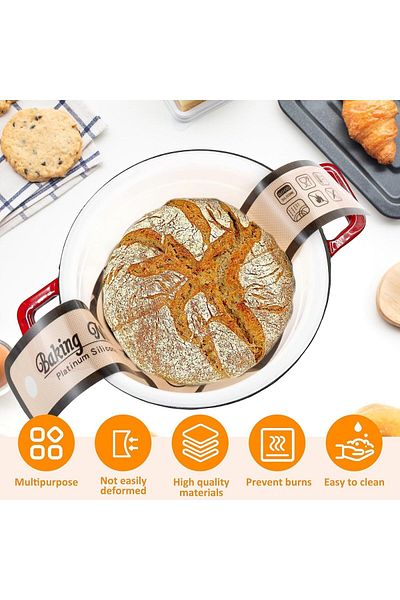 Generic 2Pcs Silicone Bread Sling, for Dutch Oven, Non-Stick & Easy Clean Reusable Silicone Bread Baking Ma