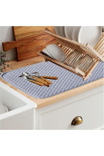 Generic Dish Drying Mat for Kitchen Counter: 2 Pack 24 X 17 Inch Microfiber Dish Drying Mat, Absorbent Dish