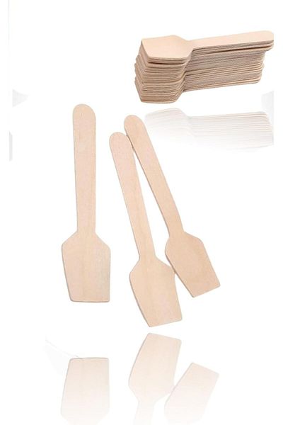 Generic Honwor® Eco-Friendly Wooden Ice Cream Spoons - Mini 96mm Dessert Scoops, for Parties, Cafes, Eco-Co