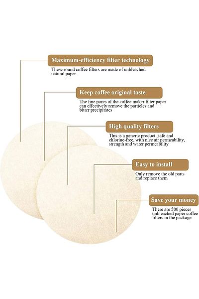 Generic KASTWAVE Replacement Paper Filters Paper Coffee Filter Round Natural Unbleached Paper Compatible wi