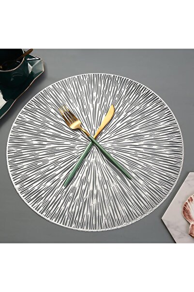 Arabest 6-Piece Silver Radiant Vinyl Placemats,Round Holiday Wedding Table De...