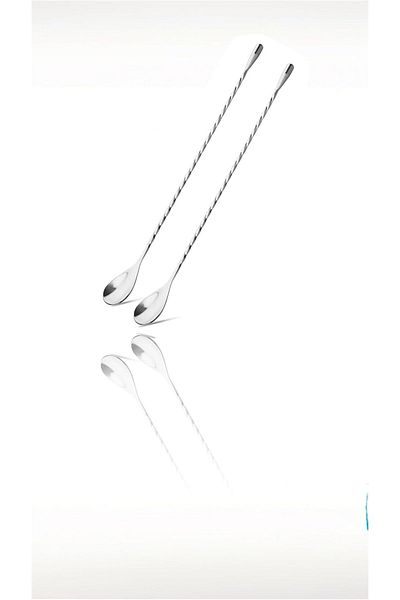 Generic Spiral Pattern Bartending Spoon Set - 2-Pack 12-Inch Stainless Steel Cocktail Stirrers with Long Ha