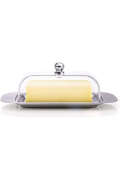 COOYA Stainless Steel Butter Dish with Lid and Handle, Capacity for 250 g, for Storing Cheese,Cold Dishes