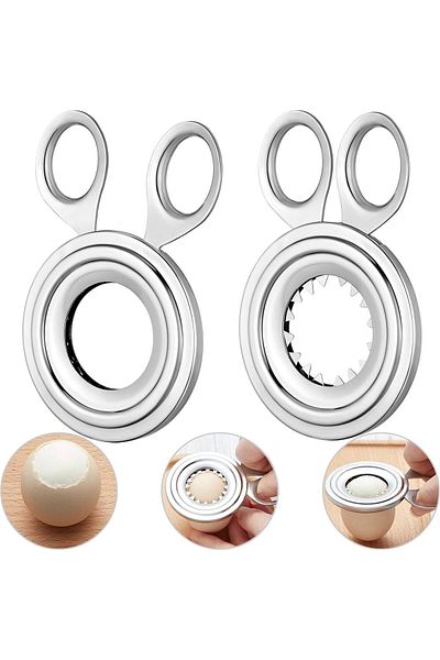 Generic 2 Pieces Egg Topper Cutter, Stainless Steel Boiled Egg Cracker & Shell Scissors, Kitchen Tool for E