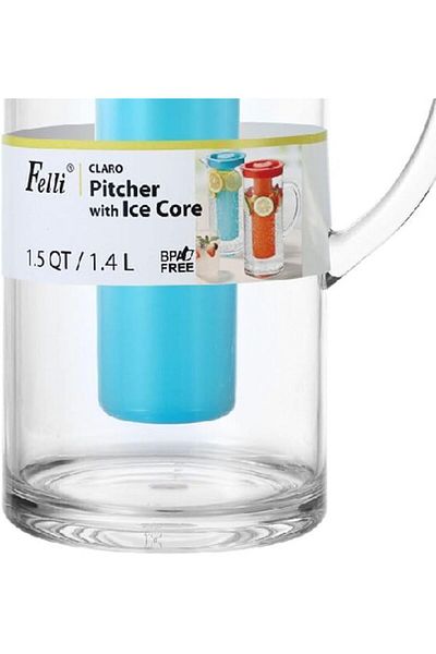 Generic Felli Claro Elegant Design BPA-Free Pitcher with Ice Core Clear and Blue 1.4 Liter NPJPC-58J0