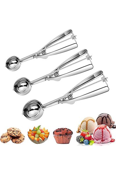Generic Tazweeq Ice Cream Scoop, 3pcs Cookie Scoop Set, Cookie Scoops for Baking Set of 3, Ice Cream Scoope