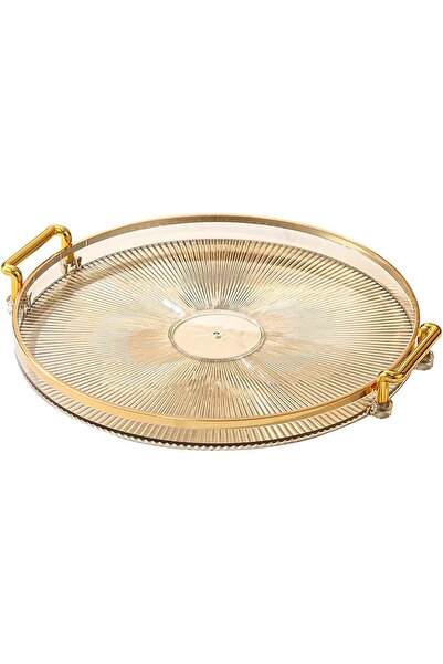 X SPRING Acrylic Food Tray, Round, Amber, Modern, BPA-Free, Easy to Clean, Perfect for Serving Food,
