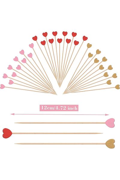 Generic YRQX 100 Pieces of Heart Shaped Bamboo Cocktail Labels